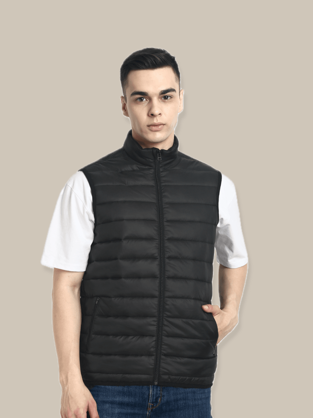 Hummel Venne Men Black Sleeveless Bomber Jacket Hummel India