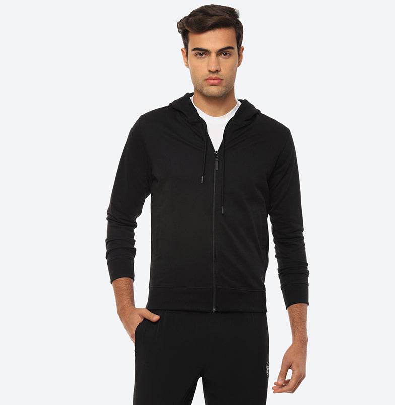 Elwin Unisex Black Zipper Hoodie - Hummel India