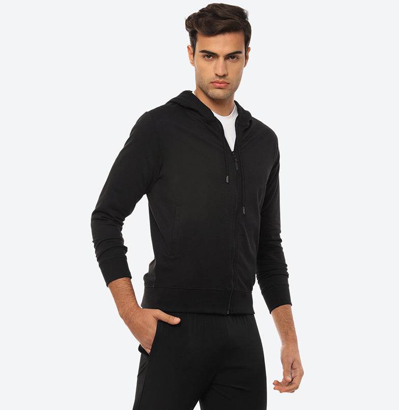 Elwin Unisex Black Zipper Hoodie - Hummel India