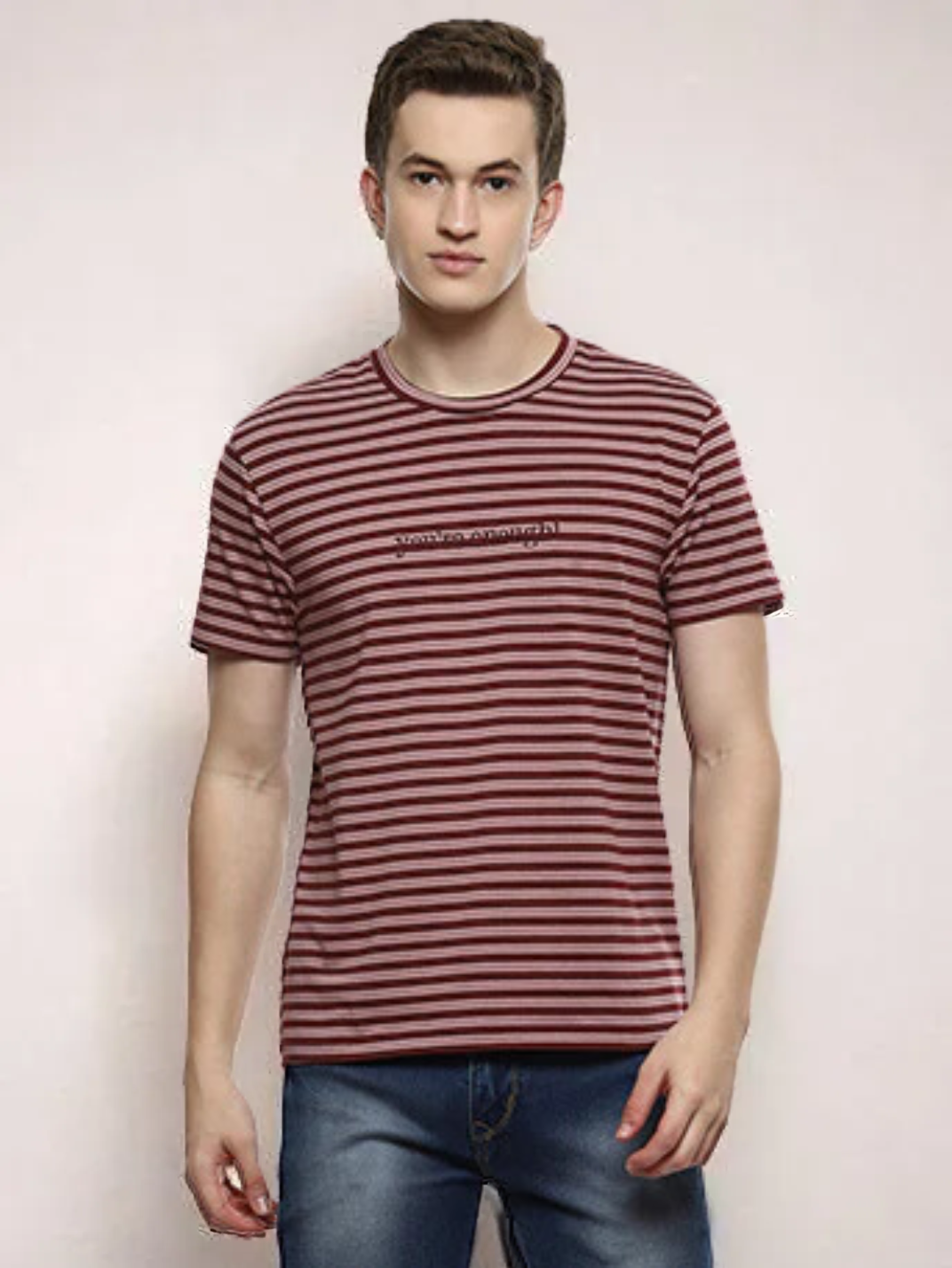 Men's Relaxed Embroidered Stripe Crew T-Shirt