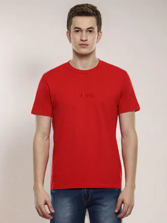 Fringe  Men's Embroidered  T-shirt for men in  red