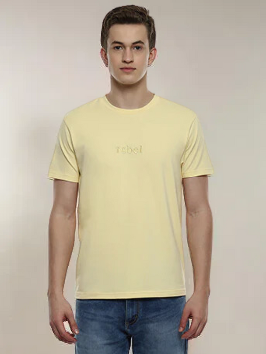 Fringe Men's Embroidered Stripes T-shirt for men in Yellow