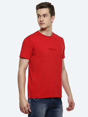 Fringe Men's Red Embroidered Stripes T-shirt