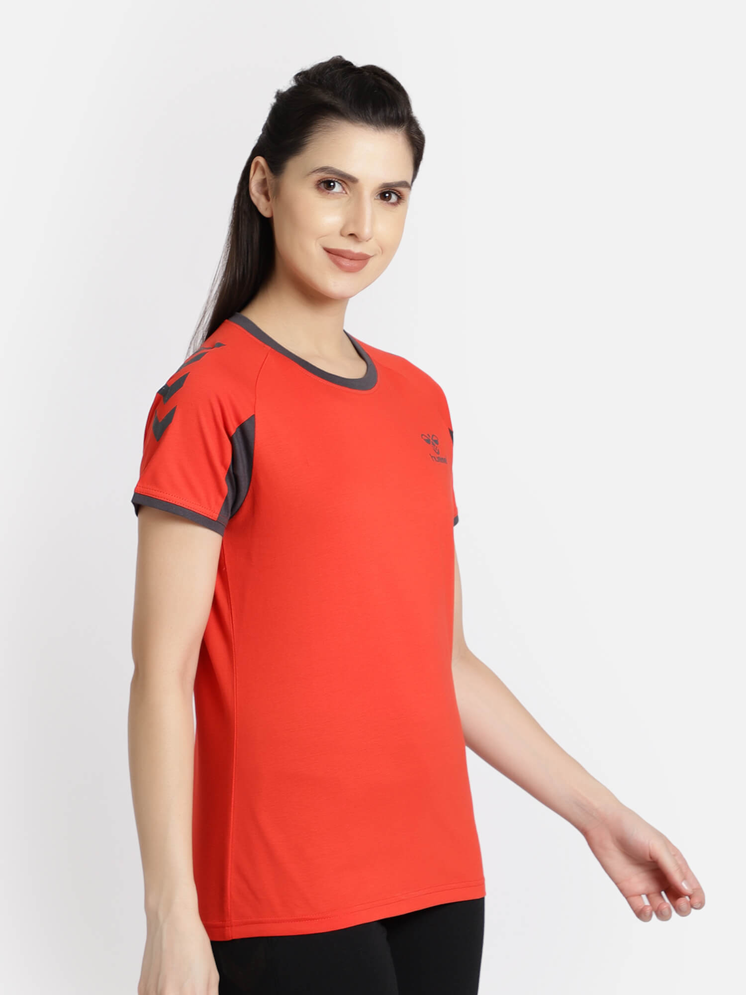 Action Cotton Red T-Shirt for Women