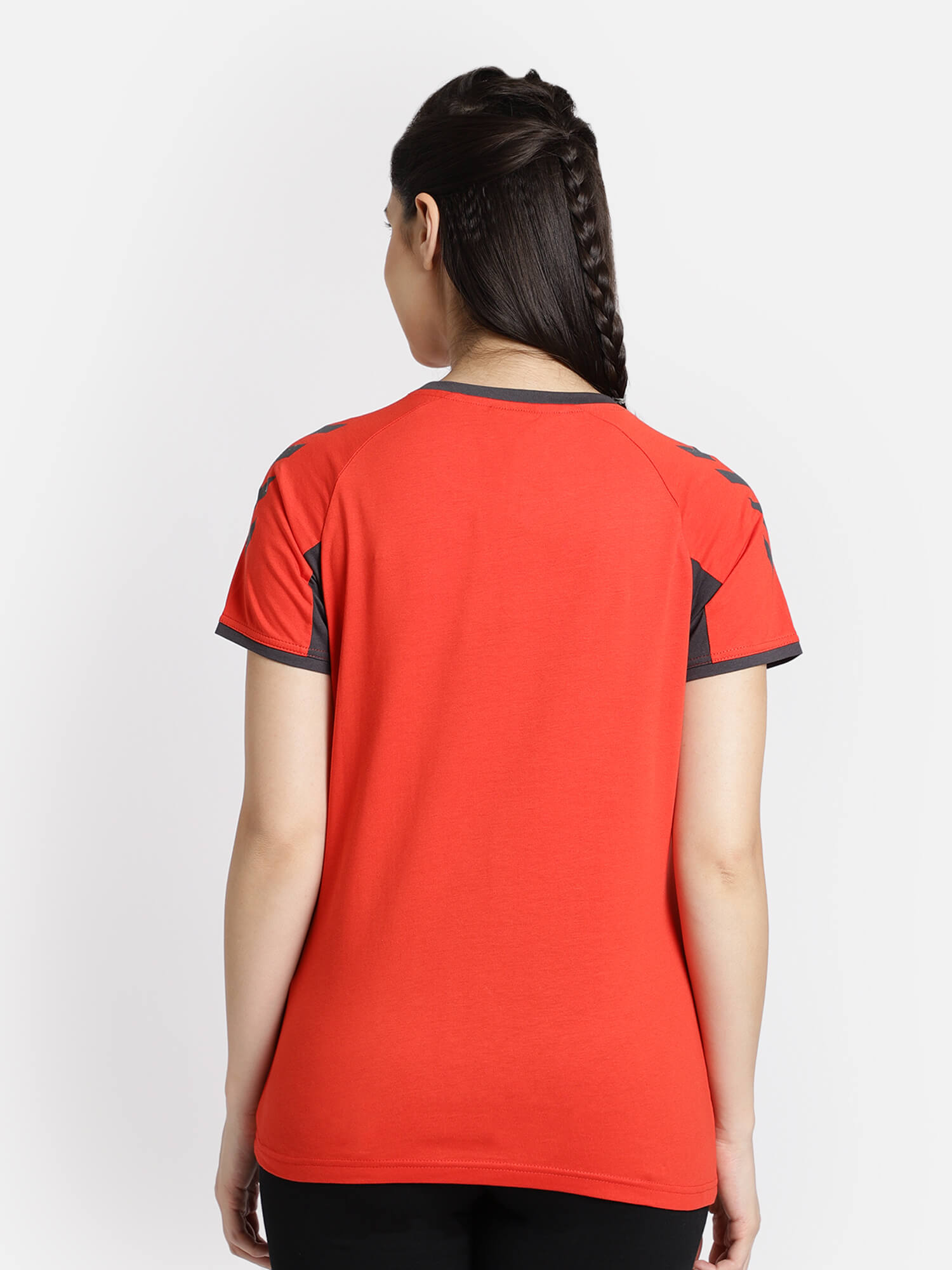 Action Cotton Red T-Shirt for Women