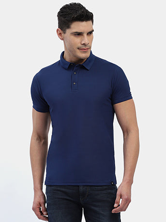 Hummel Men Blue Swift Sports Polo Collar Tshirt