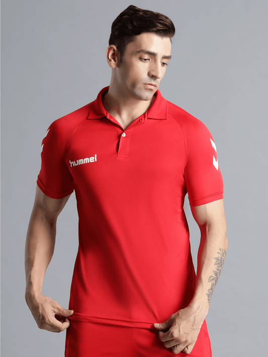 Core functional Polo Neck Half Sleeve Solid Regular fit Polyester T-shirt for Men Comfortable Breathable Fabric Stretchable for Everyday Use Ideal for Yoga Training Gym Running or Performance