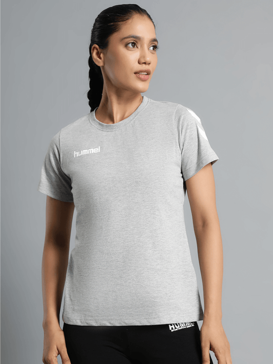 Go Cotton Round Neck Cotton Rich Half Sleeve Solid Regular fit Cottonpoly T-shirt for Women Comfortable soft Breathable Fabric Stretchable for Everyday Use Ideal for Casualwear