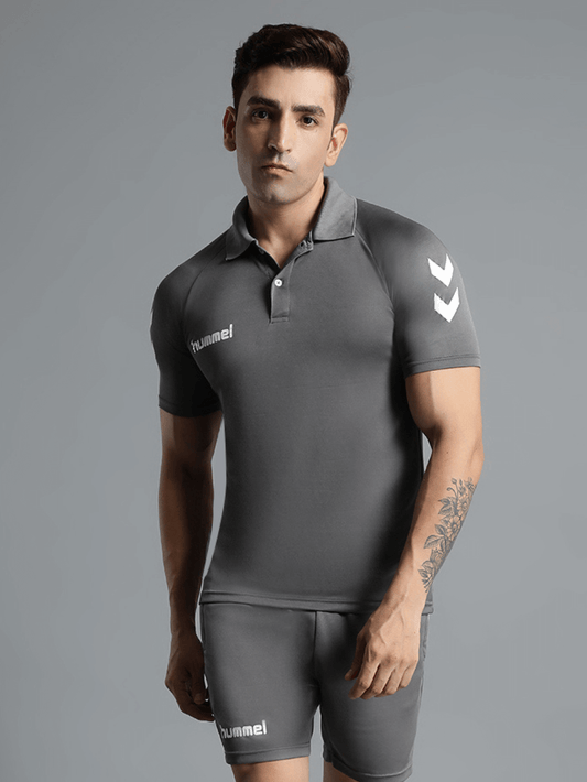 Core functional Polo Neck Half Sleeve Solid Regular fit Polyester T-shirt for Men Comfortable Breathable Fabric Stretchable for Everyday Use Ideal for Yoga Training Gym Running or Performance