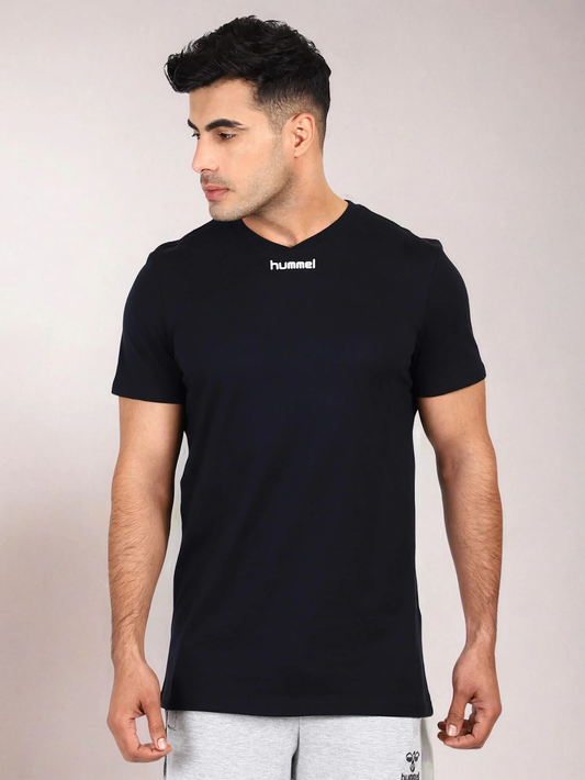 Asser Men Cotton Black T-Shirt
