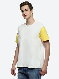 Hummel Sunset Men's Off White Color Block T-shirt