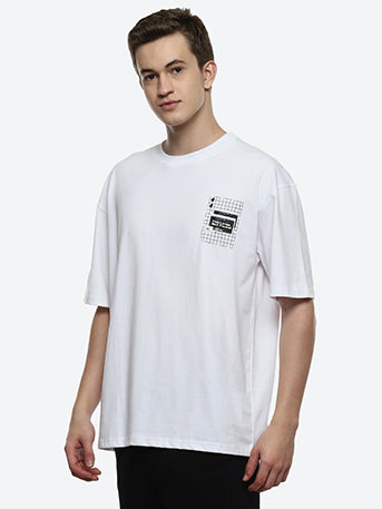 Mood  Men's White Oversized T-shirt