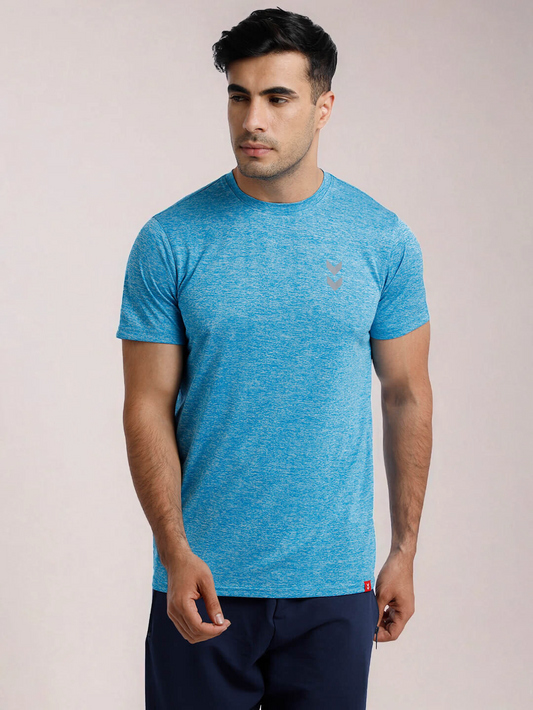 Gensen Men Polyester Blue T-Shirt