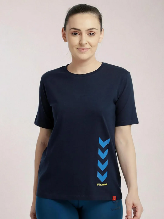 Tany Women Cotton Navy Blue T-Shirt