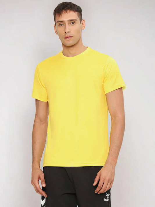 Budoc Men Polyester Sports Yellow T-Shirt