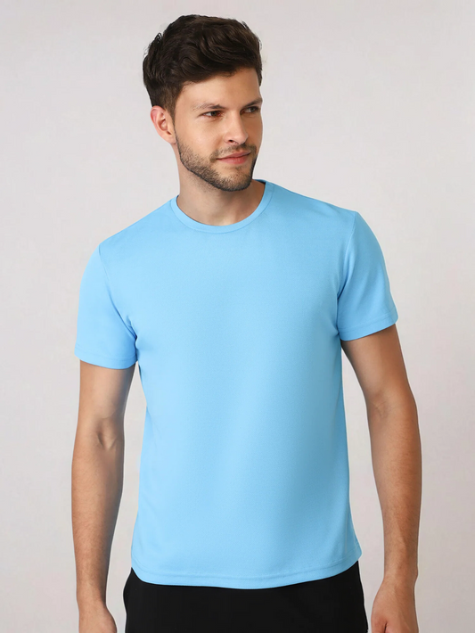 Budoc Men's Polyester T-shirt for men in Light Blue