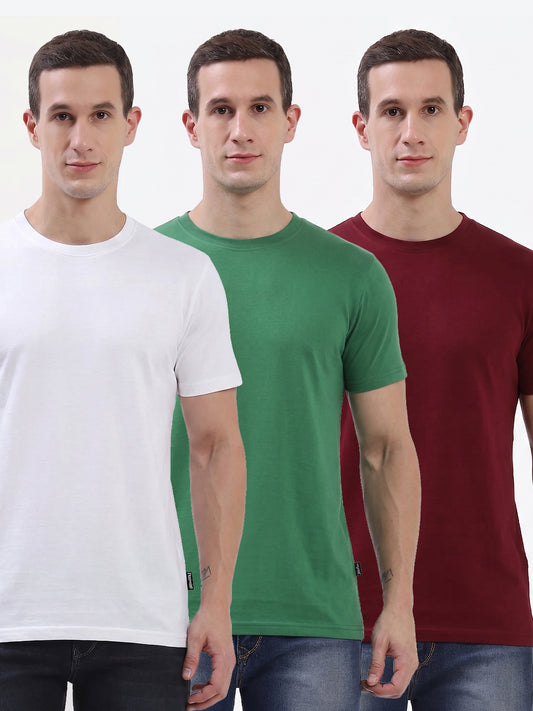 Hummel Cam Men'S T-Shirt Pack Of 3(Maroon/Green/White)
