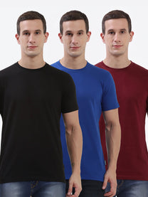 Hummel Cam Men's T-Shirt Pack Of 3 (Maroon/Blue/Black)
