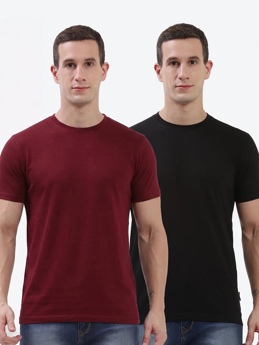 Hummel Cam Men'S T-Shirt Pack Of 2 (Black/Maroon)