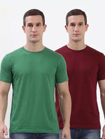 Hummel Cam Men'S T-Shirt Pack Of 2 (Maroon/Green)