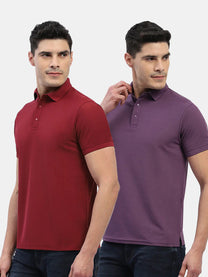 Jaye Poly Polo T-shirt Pack Of 2 (Maroon/Lavender)