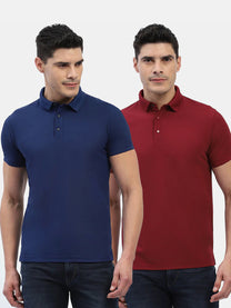 Jaye Poly Polo T-shirt Pack Of 2 (Dress Blue/Maroon)