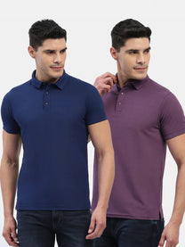Jaye Poly Polo T-shirt Pack Of 2 (Dress Blue/Lavender)