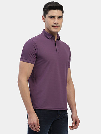 Hummel Men Purple Swift Sports Polo Collar Tshirt