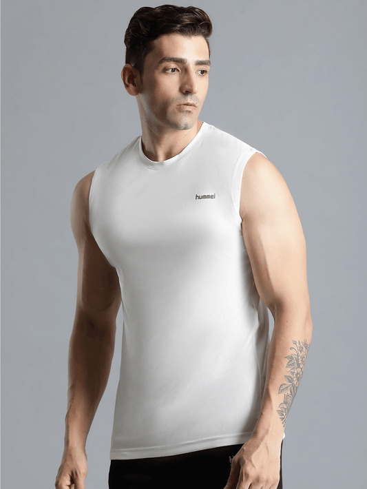 Darby Round Neck Sleeveless Solid Regular fit Polyester T-shirt for Men Comfortable Breathable Fabric Stretchable for Everyday Use Ideal for Yoga Training Gym Running or Performance