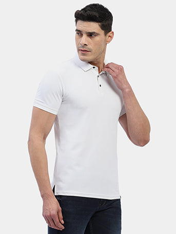 Hummel Men White Swift Sports Polo Collar Tshirt