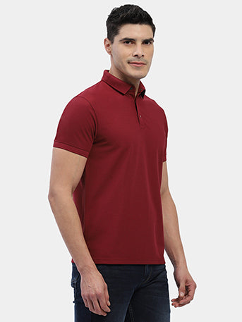 Hummel Men Maroon Swift Sports Polo Collar Tshirt