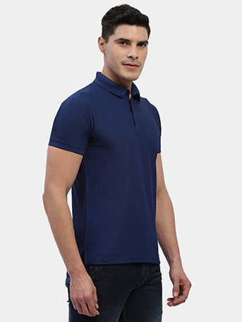 Hummel Men Blue Swift Sports Polo Collar Tshirt