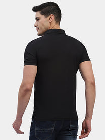 Hummel Men Black Swift Sports Polo Collar Tshirt