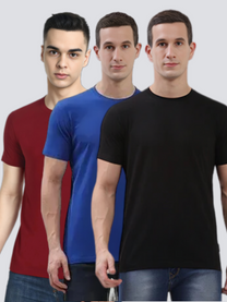 Hummel Cam Men'S T-Shirt Pack Of 3(Maroon/Blue/Black)