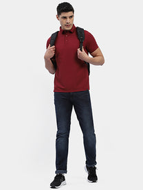 Hummel Men Maroon Swift Sports Polo Collar Tshirt