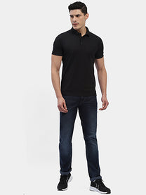 Hummel Men Black Swift Sports Polo Collar Tshirt