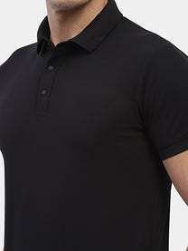 Hummel Men Black Swift Sports Polo Collar Tshirt