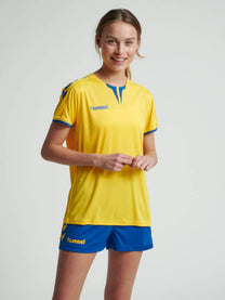 Hummel Core Women Polyester Yellow & Blue T-Shirt