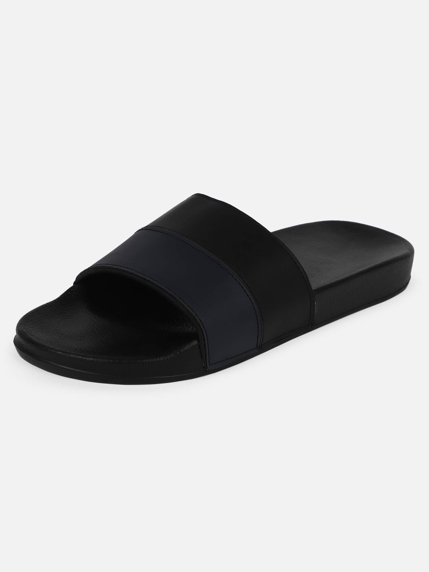 Plain black 2025 men's slides