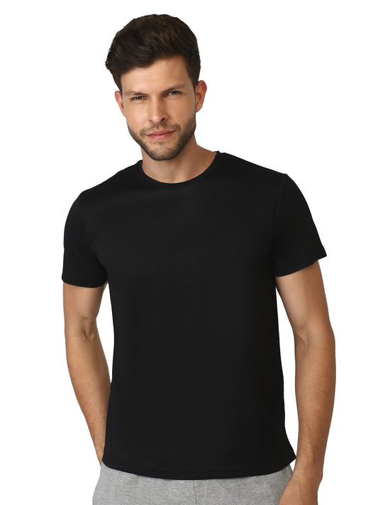 Budoc Men's Polyester T-shirt for men in Black