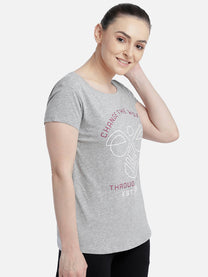 Hummel Aubree Women Cotton Grey T-Shirt