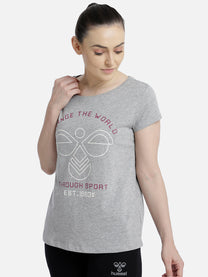 Hummel Aubree Women Cotton Grey T-Shirt