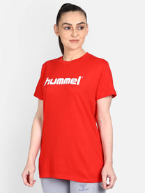 Hummel Go Women Cotton Red Logo T-Shirt