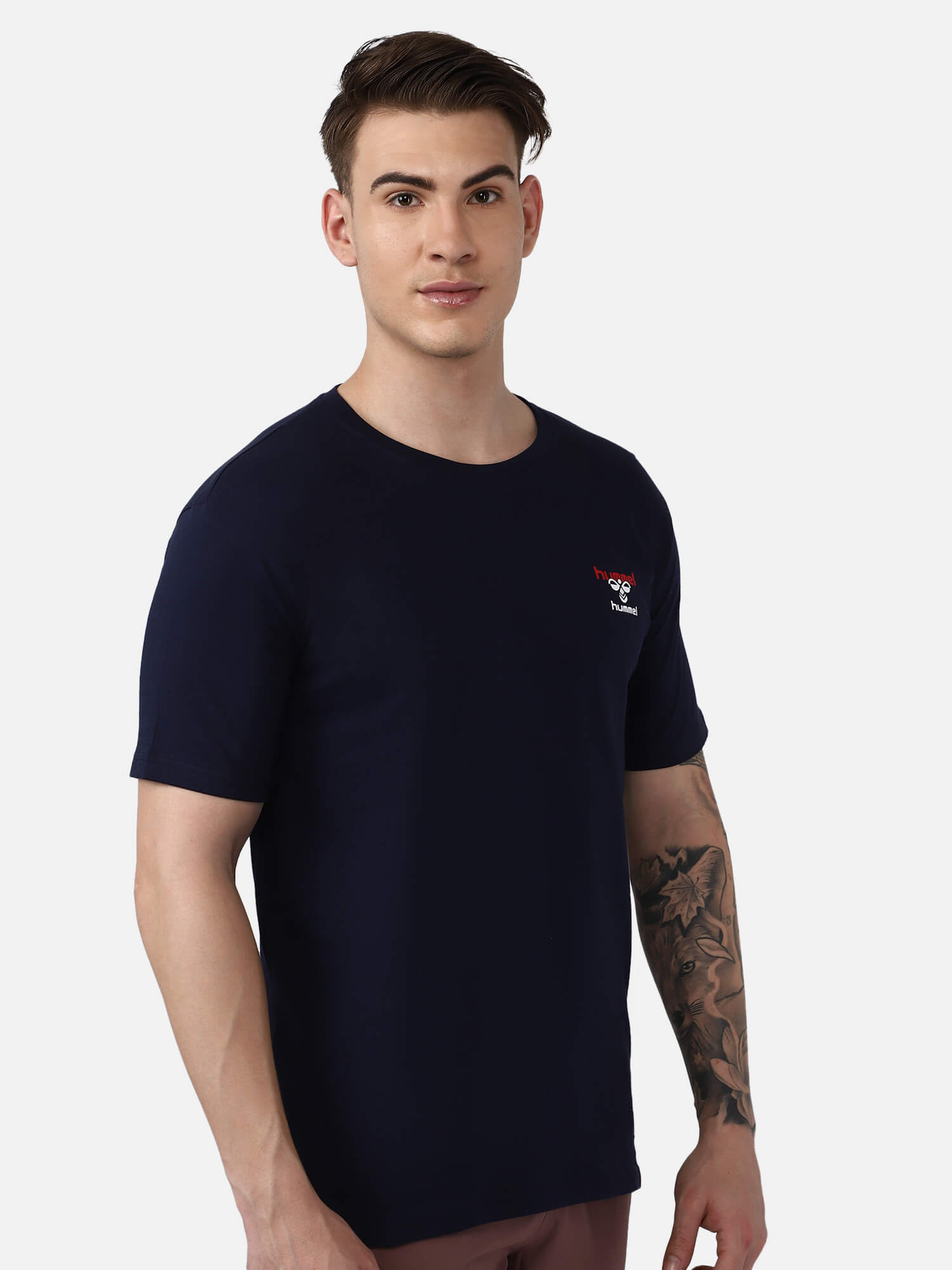 Champ Men Cotton Navy Blue T Shirt