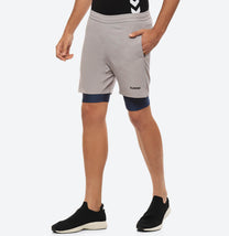 Hummel Oliver Men Polyester Grey 2-In-1 Running Short