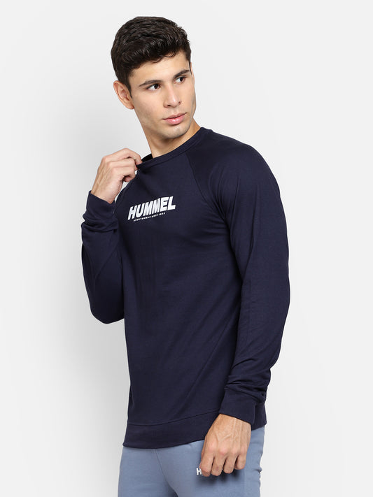 Hummel Evion Men Cotton Navy Blue Sweatshirt