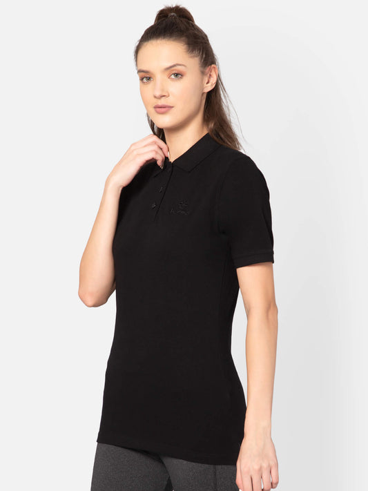 Hummel Neff Women Black Polo T-Shirt