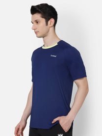 Hummel Jish Men Polyester Blue T-Shirt