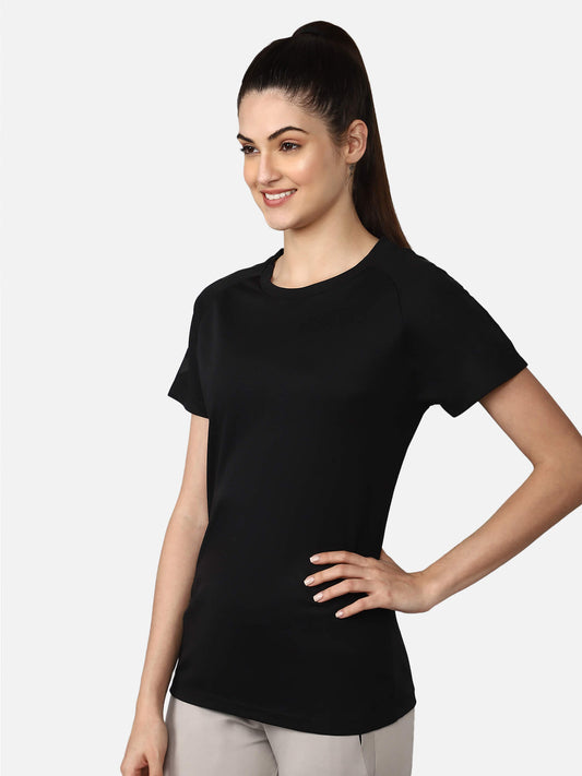 Azure Women Polyester Black T-Shirt