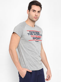 Hummel Lorenzo Men Cotton Grey T-Shirt